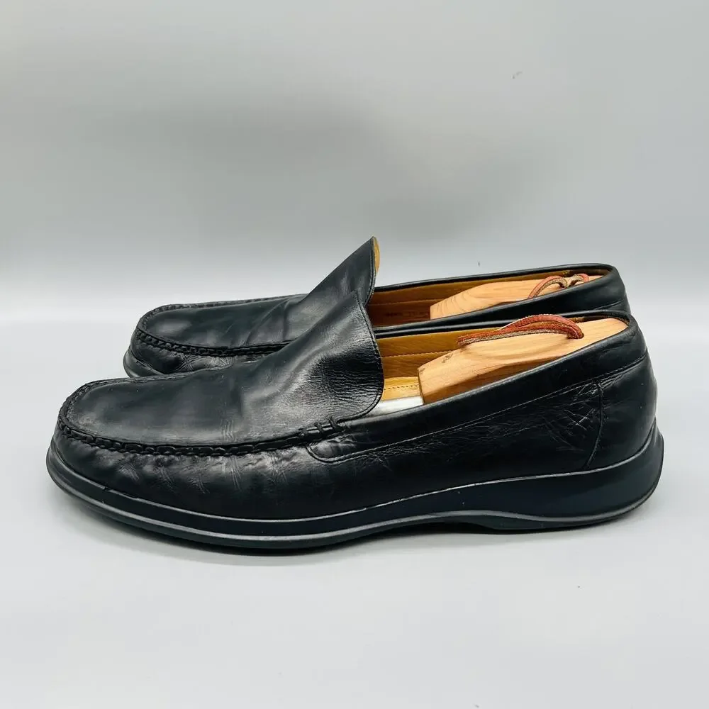 Cole Haan Shoes Men 11 Black Leather Vtg Air Moc Slip On Loafers 90s Y2k